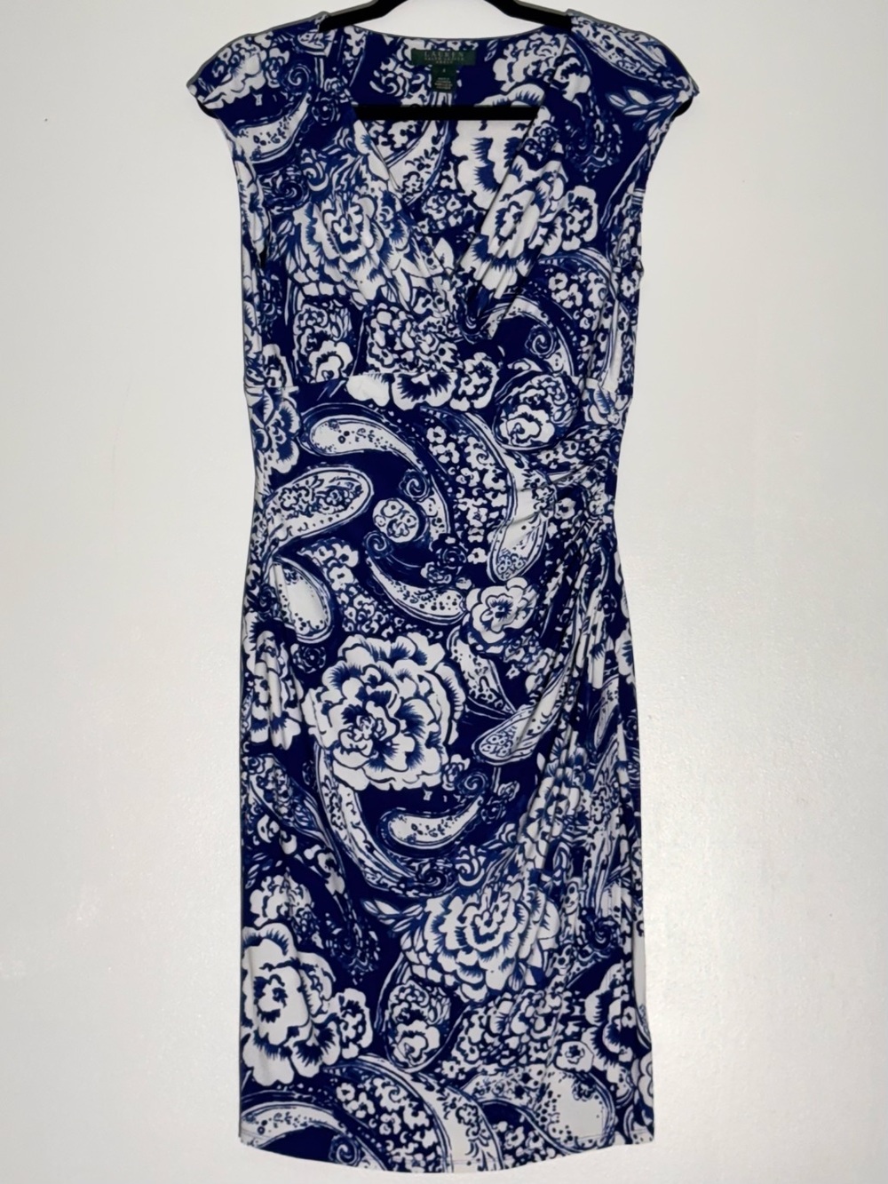 Lauren Ralph Lauren Cap Sleeve Sheath Career Dress in Blue Paisley Office Work 6